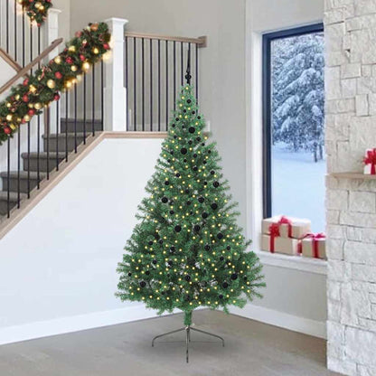 Konstgjord Förbelyst Julgran med 300 LED-lampor Grön 240 cm PVC