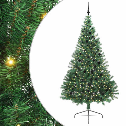 Konstgjord Förbelyst Julgran med 300 LED-lampor Grön 240 cm PVC
