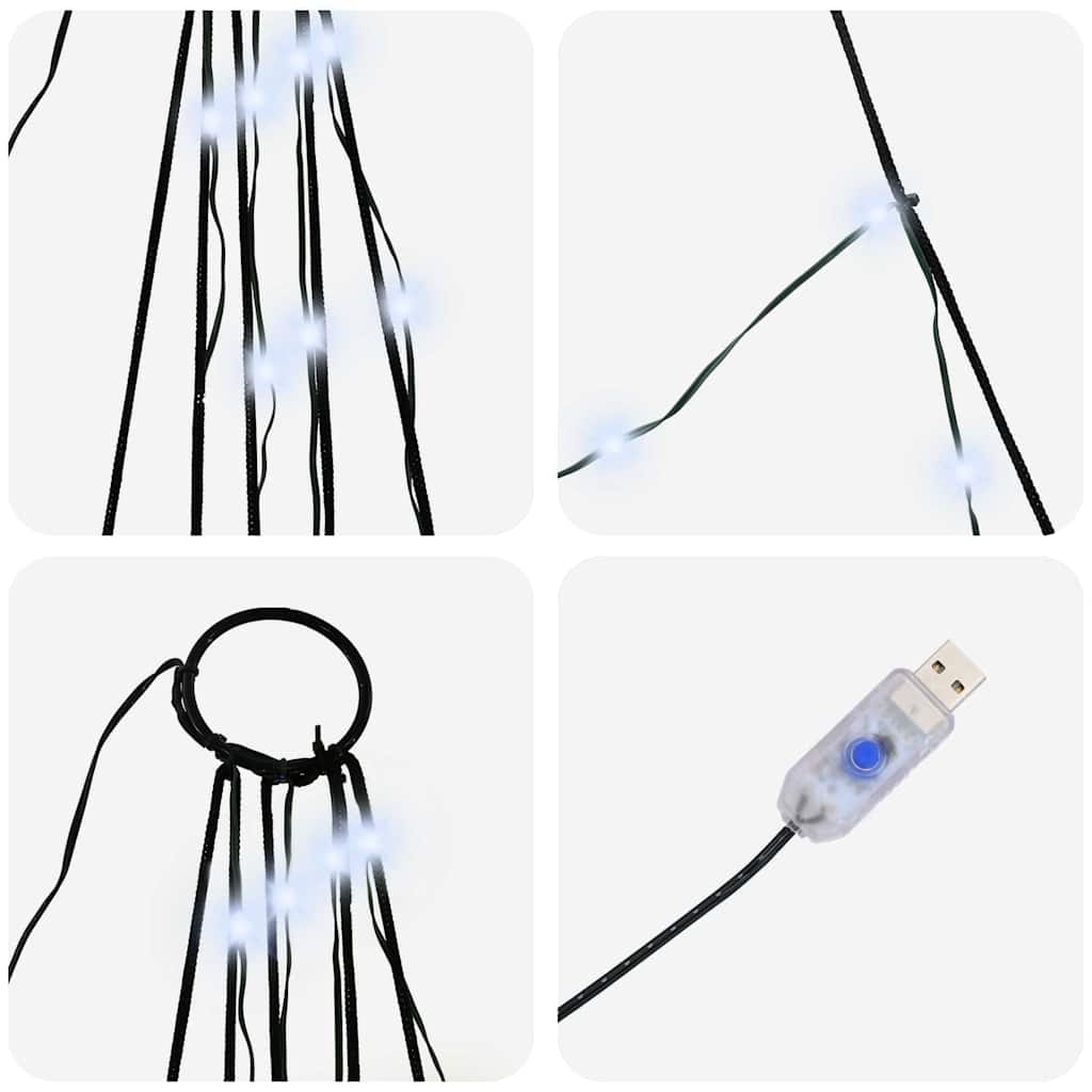 LED Julgran med markspikar med jordspikar Kallvit 182 cm Metall