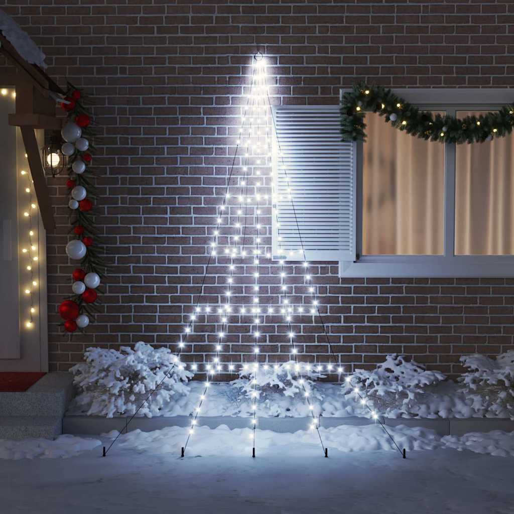 LED Julgran med markspikar Kallvit 306 cm Metall