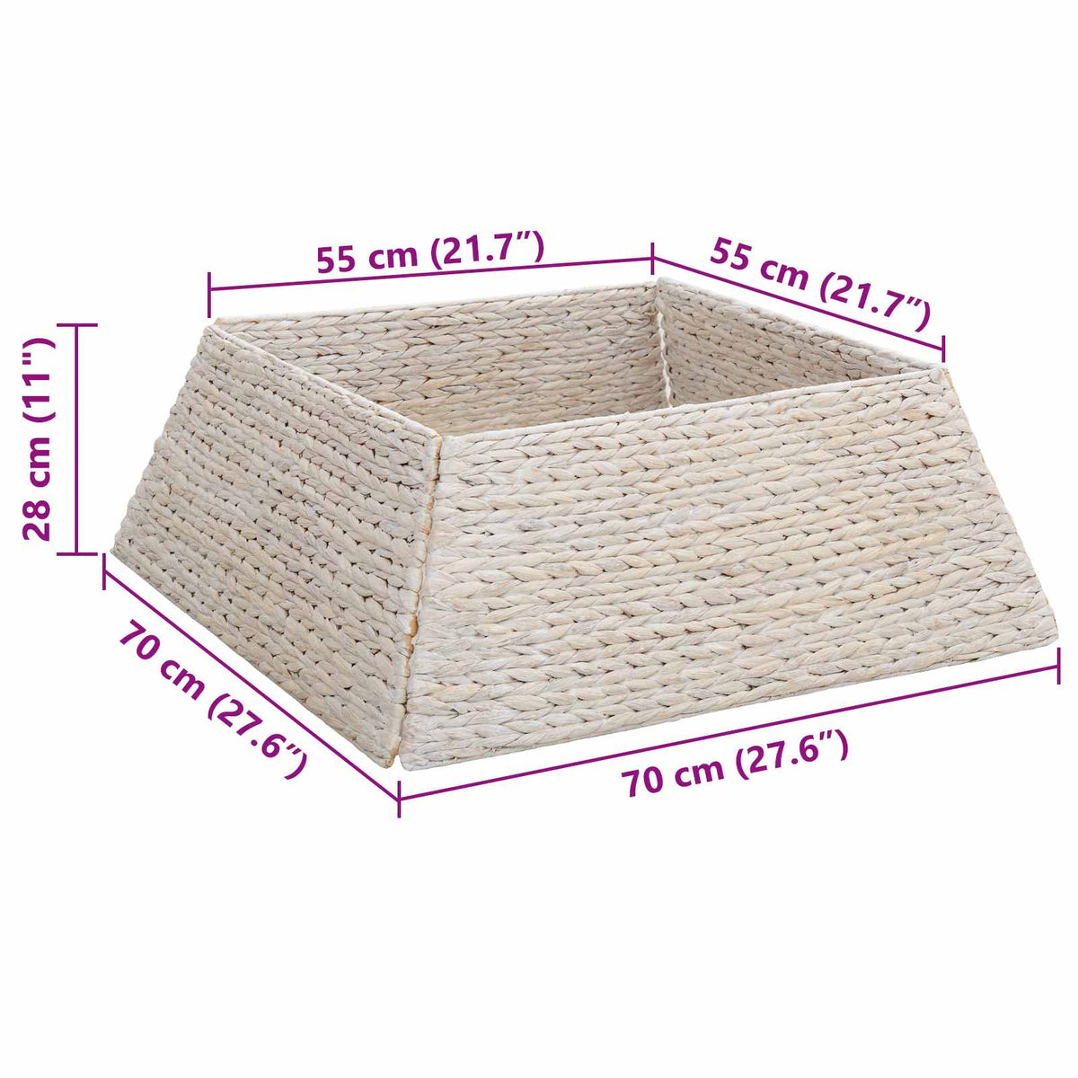 Julträdskrage Fyrkantig Vit 70 x 70 x 28 cm Vattenhyacint
