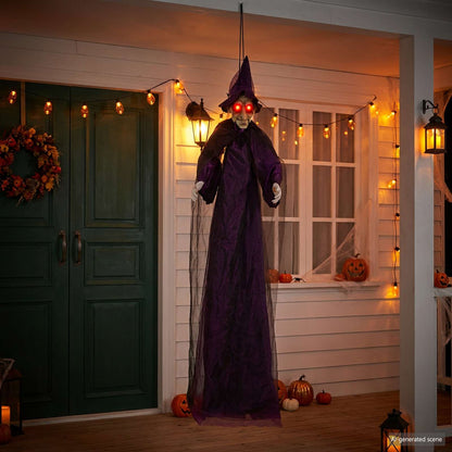 Hängande Halloween talande häxa Lila 216 x 125 cm Polyester