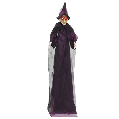 Hängande Halloween talande häxa Lila 216 x 125 cm Polyester