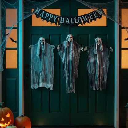 Halloween Hängande Spöke 3 st Svart 66 x 110 cm Polyester