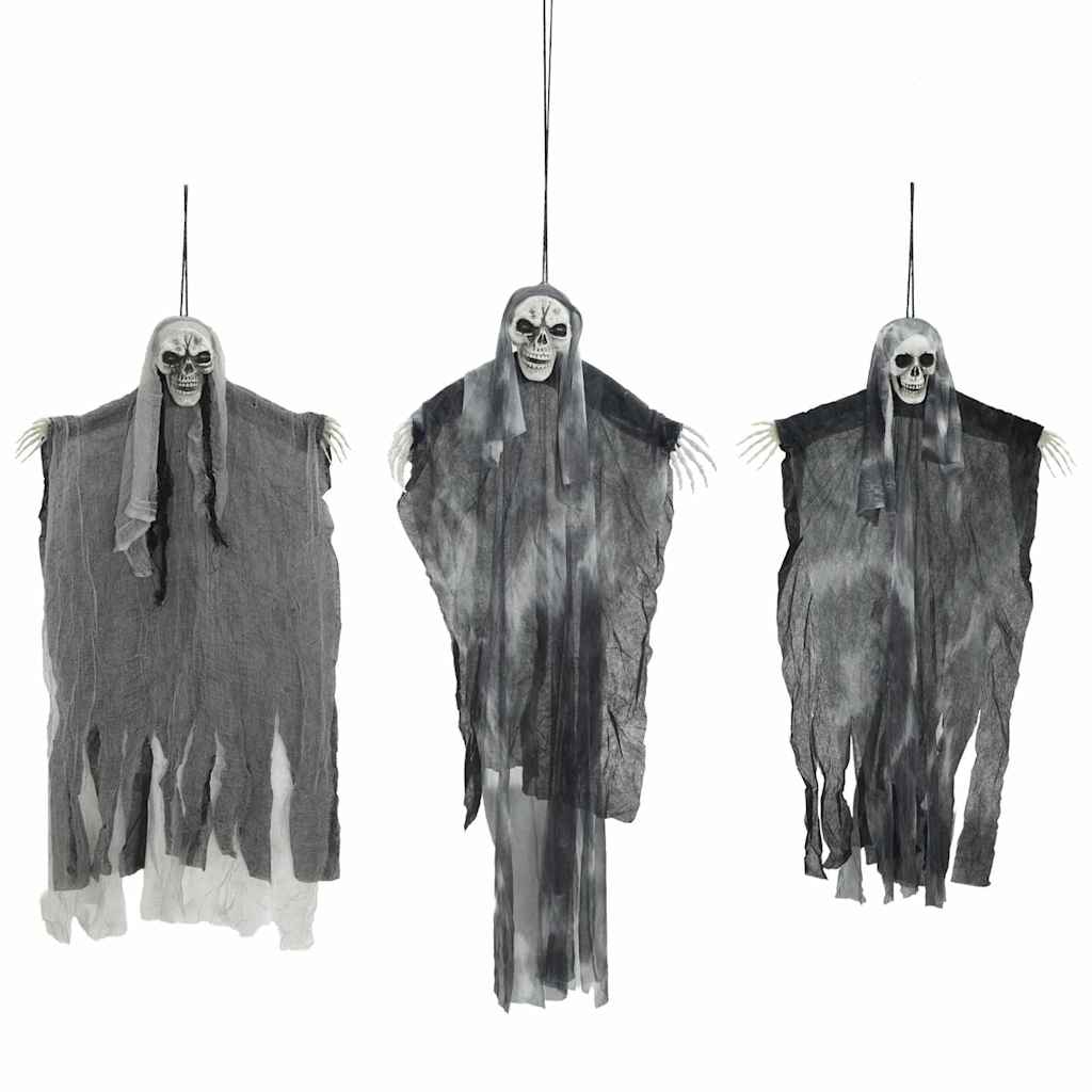 Halloween Hängande Spöke 3 st Svart 66 x 110 cm Polyester
