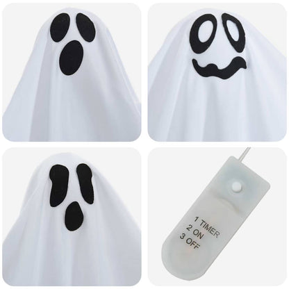 Halloween Hängande Spöke 3 st Vit 52 x 62 cm Polyester