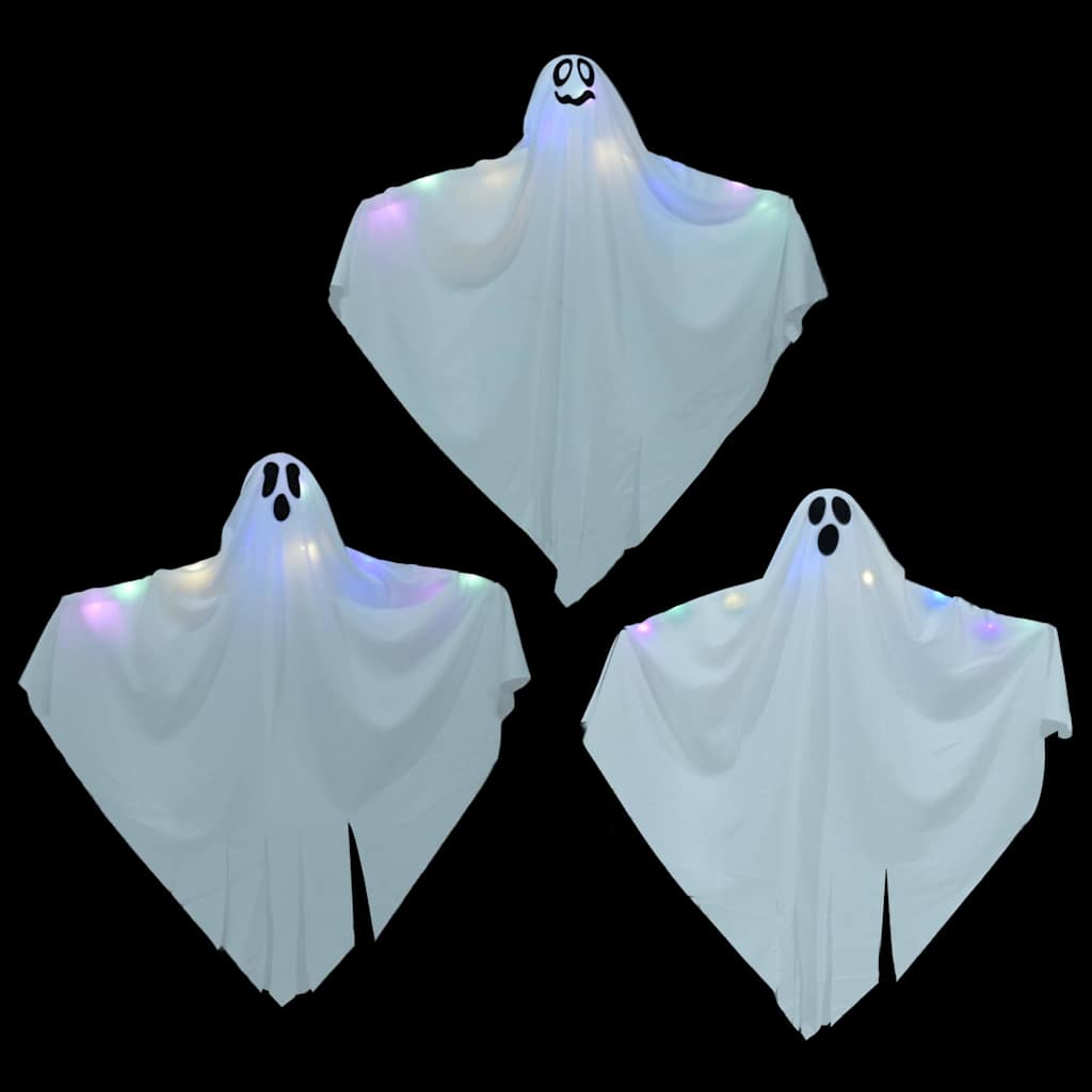 Halloween Hängande Spöke 3 st Vit 52 x 62 cm Polyester