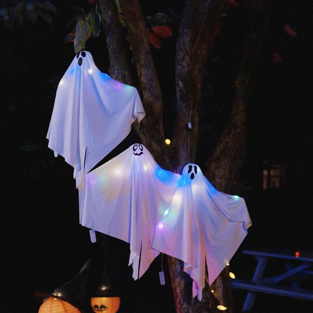 Halloween Hängande Spöke 3 st Vit 52 x 62 cm Polyester