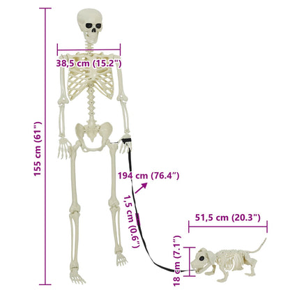 Halloween Dekorations Skelett 2 st Vit 155 x 38.5 cm