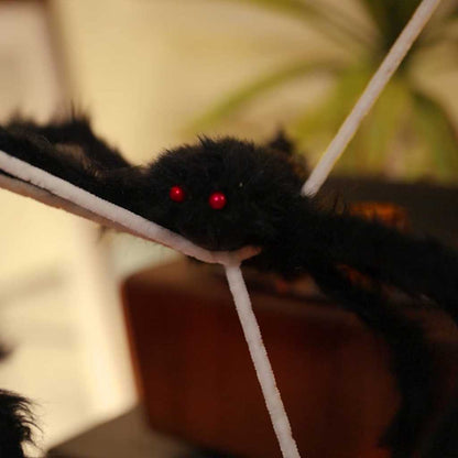 Halloween-spindel dekoration med nät 4 st Svart och vit 150 cm
