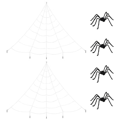 Halloween-spindel dekoration med nät 4 st Svart och vit 150 cm