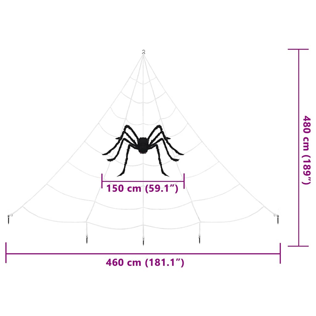 Halloween-spindel dekoration med nät 4 st Svart och vit 150 cm