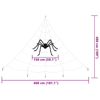 Halloween-spindel dekoration med nät 4 st Svart och vit 150 cm