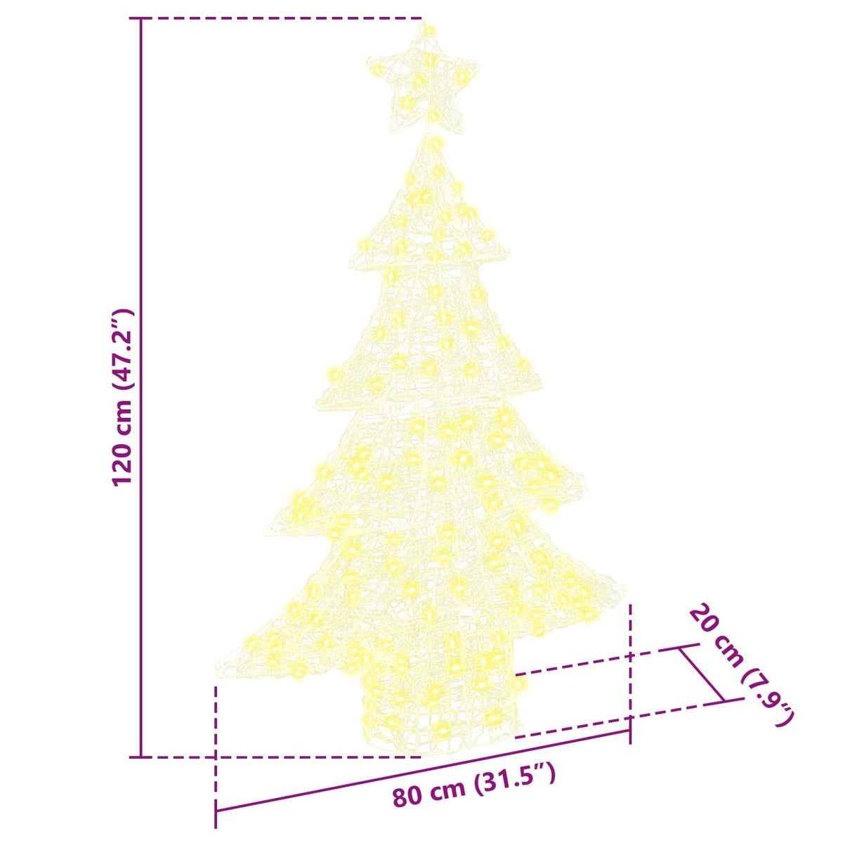 Julgran 100 LED-lampor Varmvit 120 cm Akryl