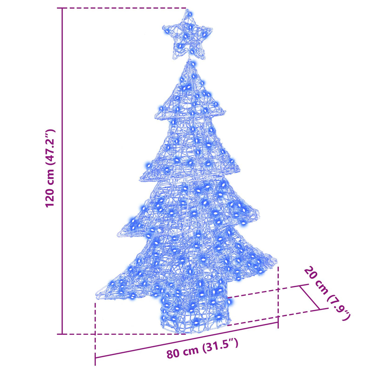 Julgran 100 LED-lampor Blå 120 cm Akryl