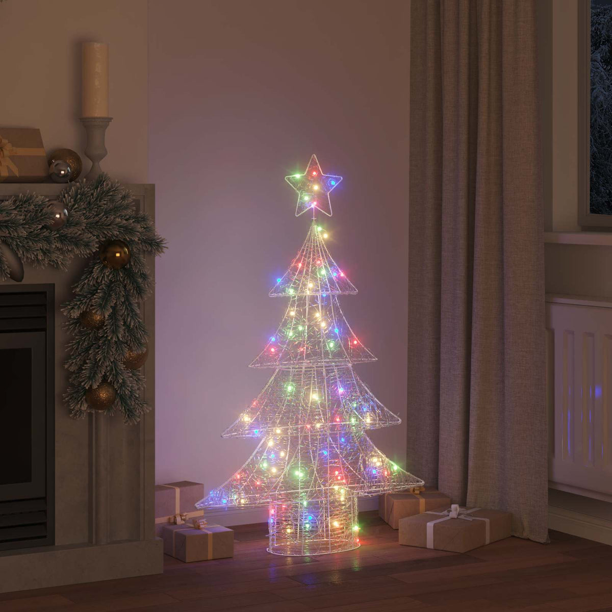 Julgran 100 LED-lampor Flerfärgsdesign 120 cm Akryl