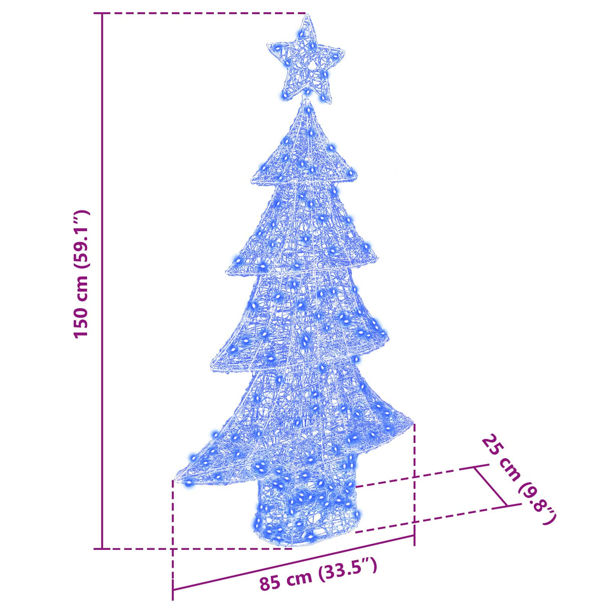 Julgran 160 LED-lampor Blå 150 cm Akryl