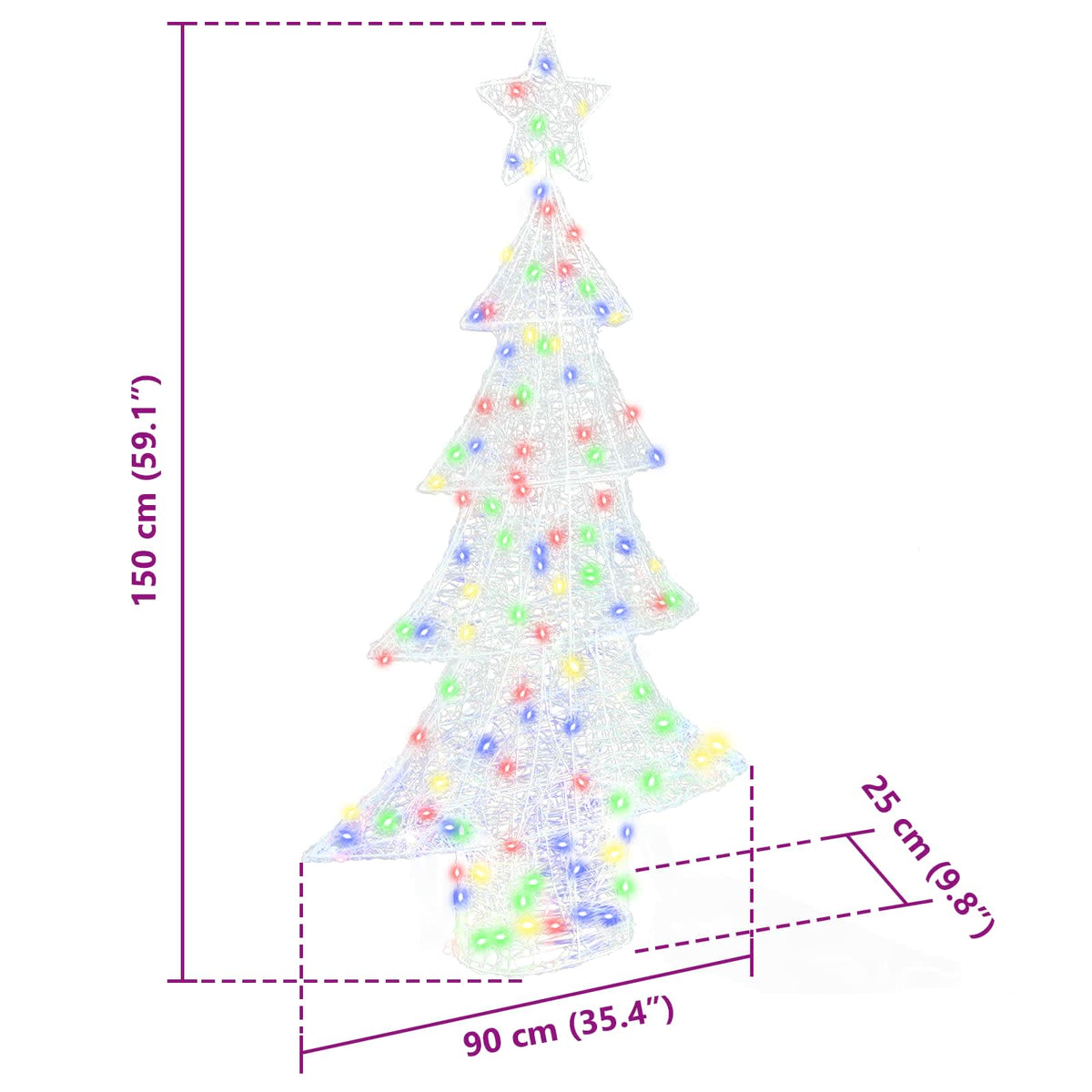 Julgran 160 LED-lampor Flerfärgsdesign 150 cm Akryl