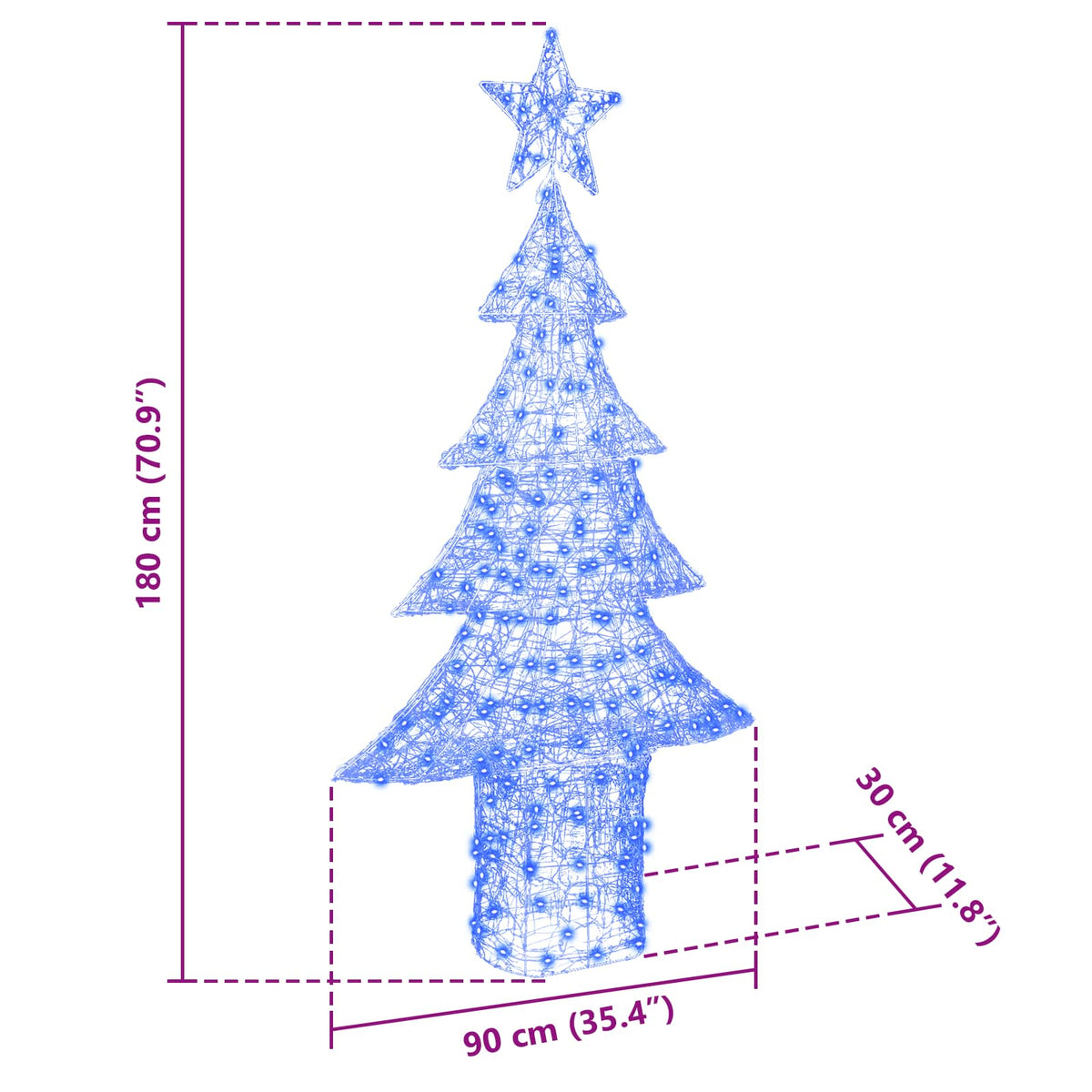 Julgran 240 LED-lampor Blå 180 cm Akryl