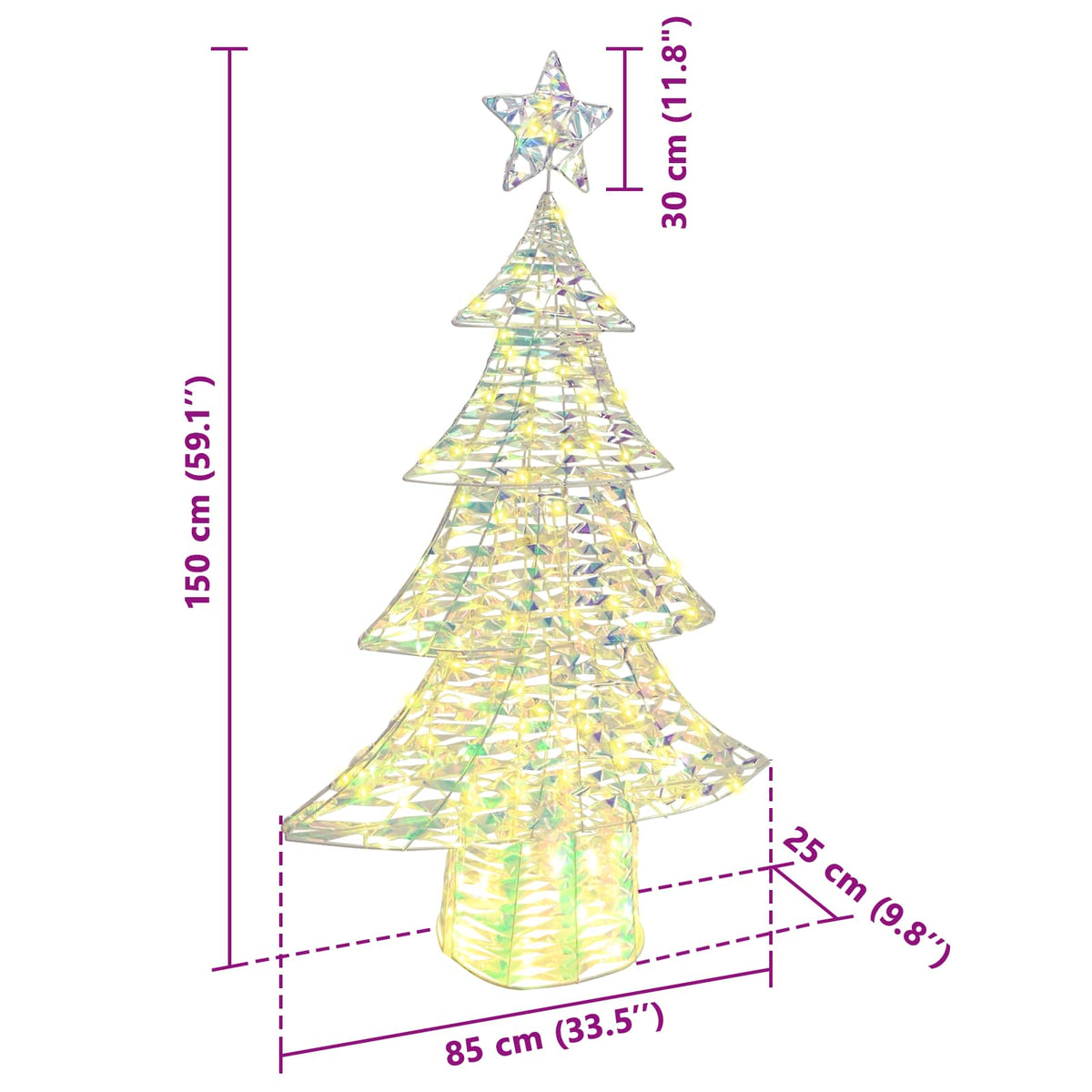 Julgran 160 LED-lampor Varmvit 150 cm PET