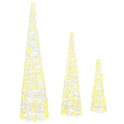 Julgran 3 st 90 LED-lampor Varmvit 20 x 20 x 80 cm Akryl