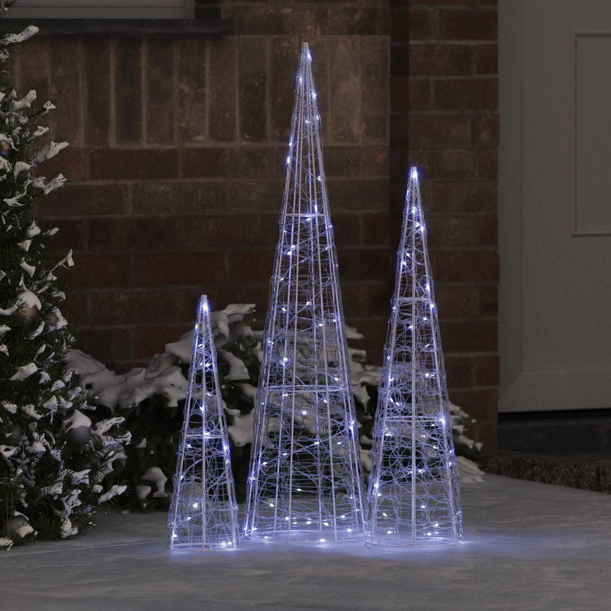 Julgran 3 st 90 LED-lampor Kallvit 20 x 20 x 80 cm Akryl