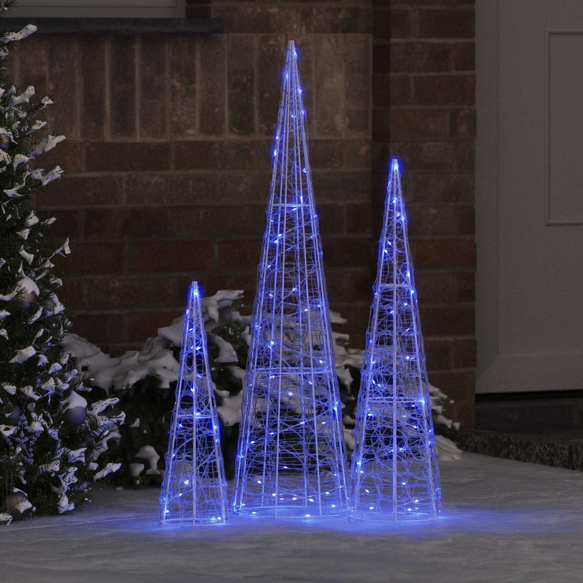 Julgran 3 st 90 LED-lampor Blå 20 x 20 x 80 cm Akryl