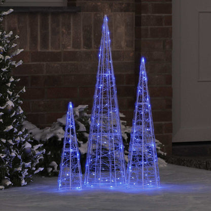 Julgran 3 st 90 LED-lampor Blå 20 x 20 x 80 cm Akryl