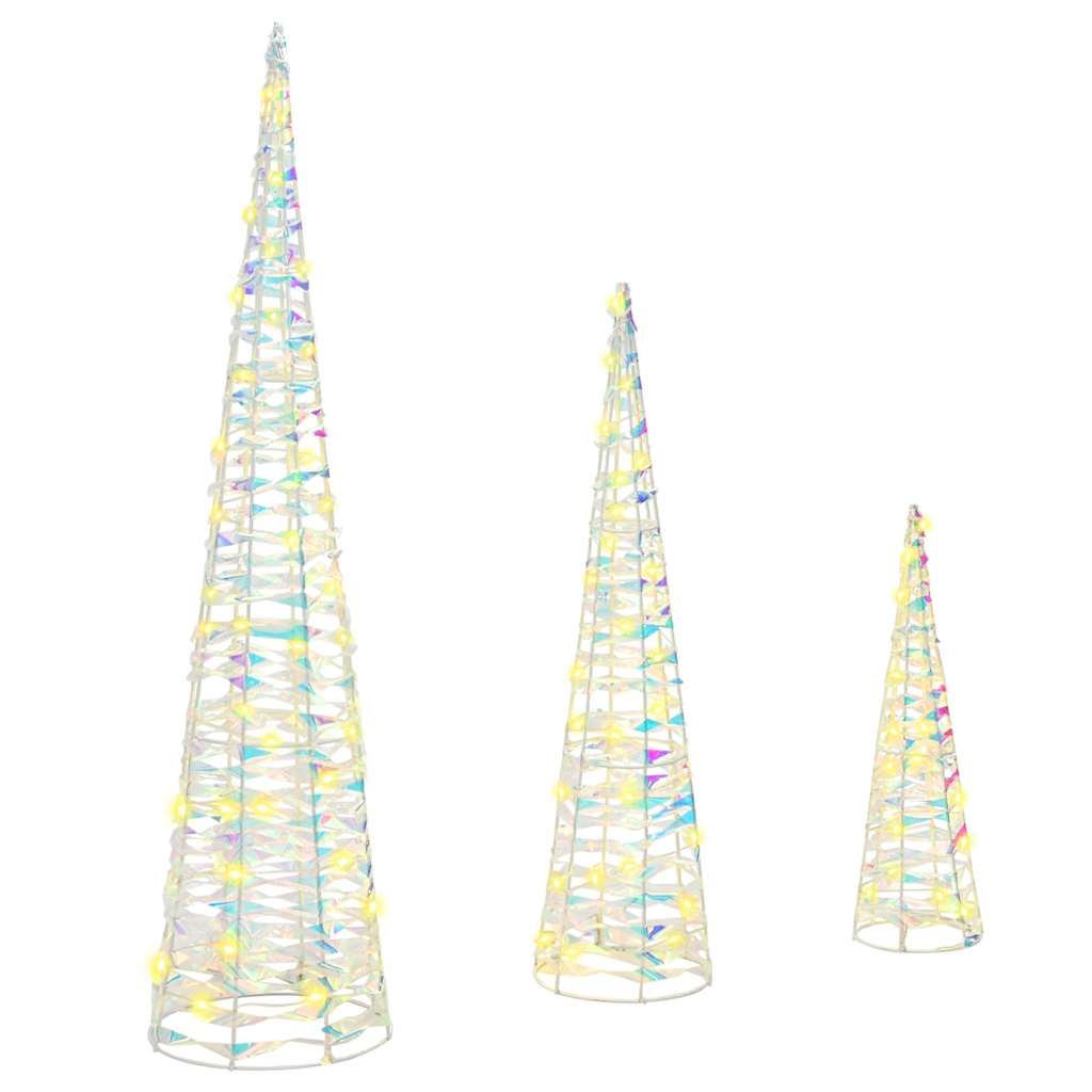 Julgran 3 st 90 LED-lampor Varmvit 20 x 20 x 80 cm PET