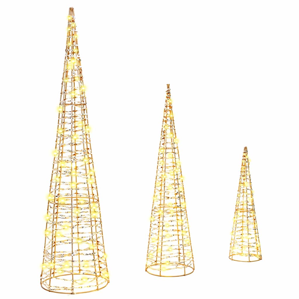 Julgran 3 st 90 LED-lampor Varmvit 20 x 20 x 80 cm PET