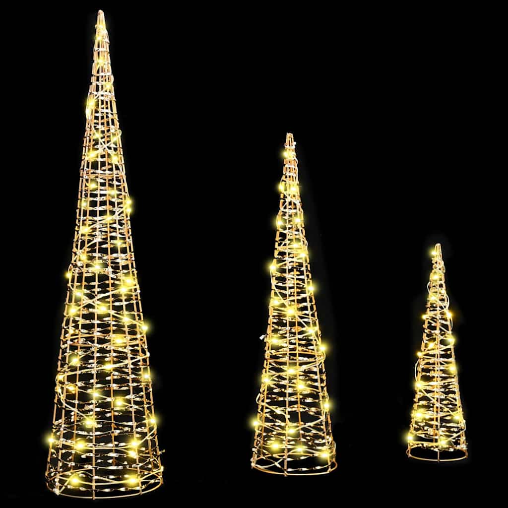 Julgran 3 st 90 LED-lampor Varmvit 20 x 20 x 80 cm PET