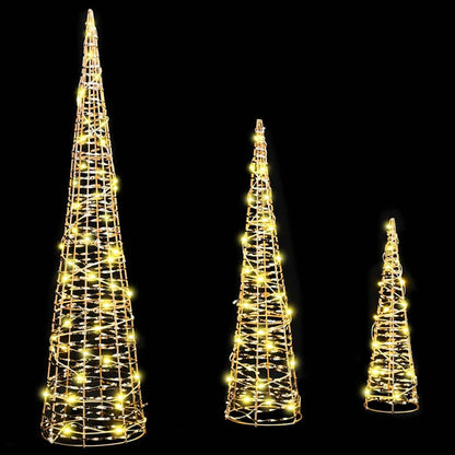 Julgran 3 st 90 LED-lampor Varmvit 20 x 20 x 80 cm PET