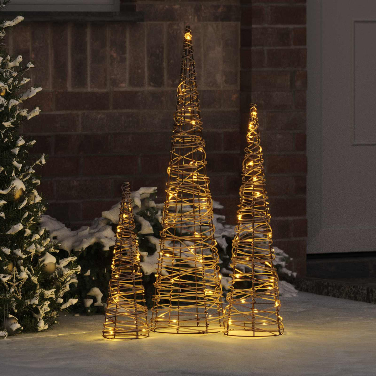 Julgran 3 st 90 LED-lampor Varmvit 20 x 20 x 80 cm Rotting