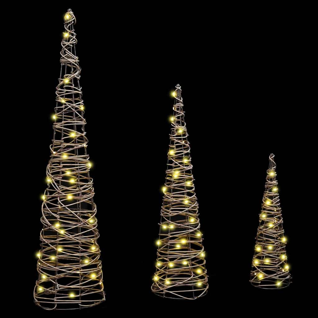 Julgran 3 st 90 LED-lampor Varmvit 20 x 20 x 80 cm Rotting