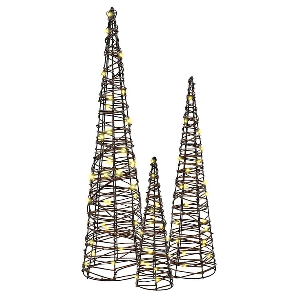 Julgran 3 st 90 LED-lampor Varmvit 20 x 20 x 80 cm Rotting