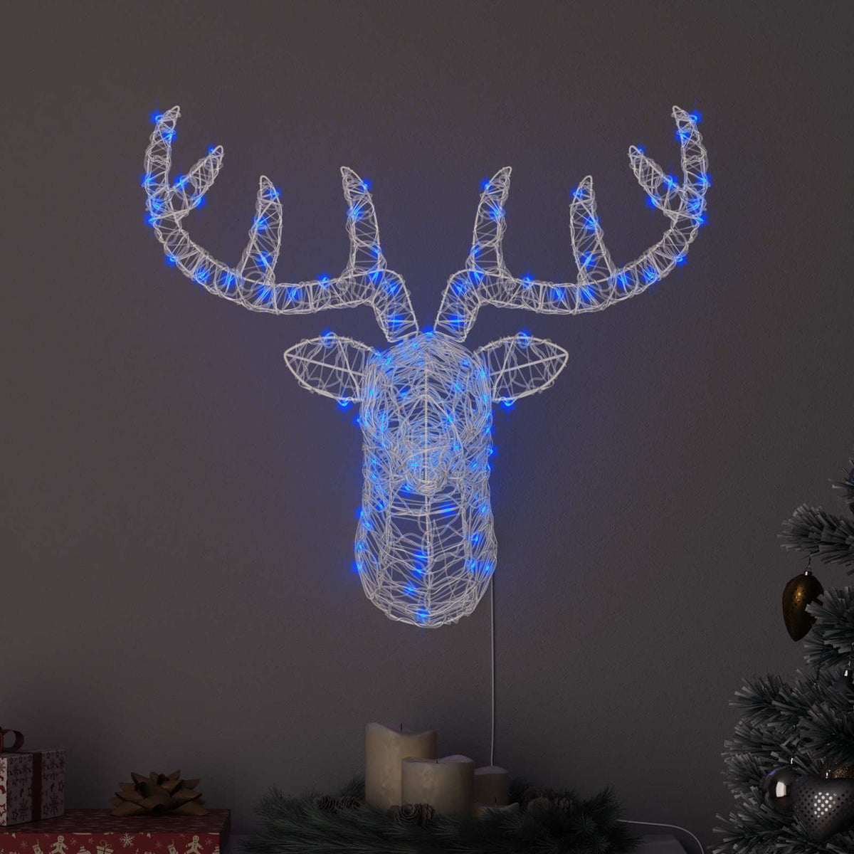 Renhuvud 140 LED-lampor Blå 68 x 36,5 x 62,5 cm Akryl