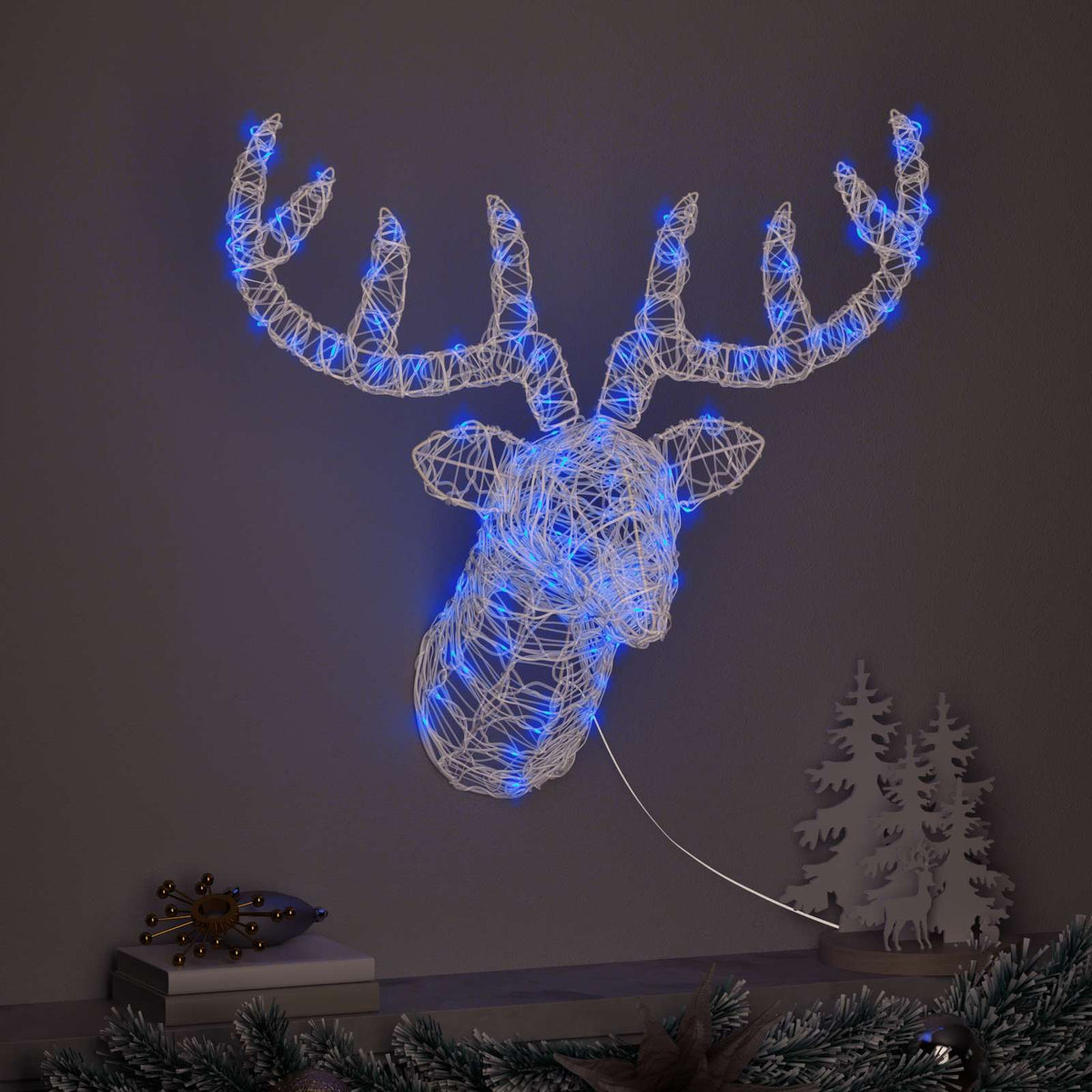 Renhuvud 140 LED-lampor Blå 68 x 36,5 x 62,5 cm Akryl