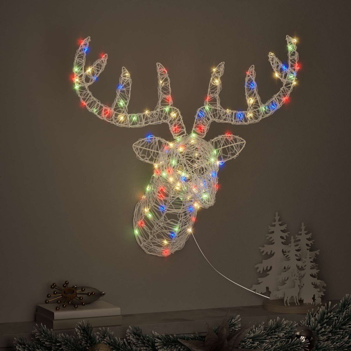 Renhuvud 140 LED-lampor färgstark 68 x 36,5 x 62,5 cm Akryl