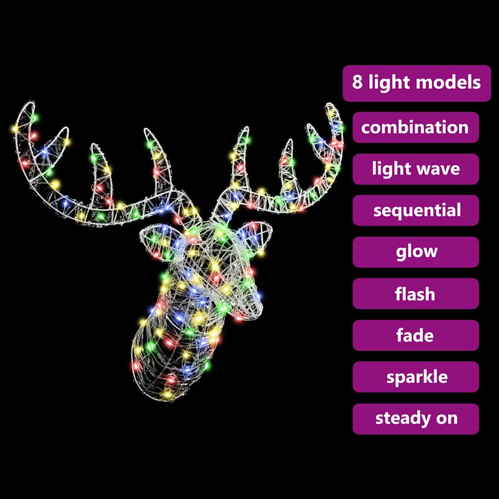 Renhuvud 140 LED-lampor färgstark 68 x 36,5 x 62,5 cm Akryl