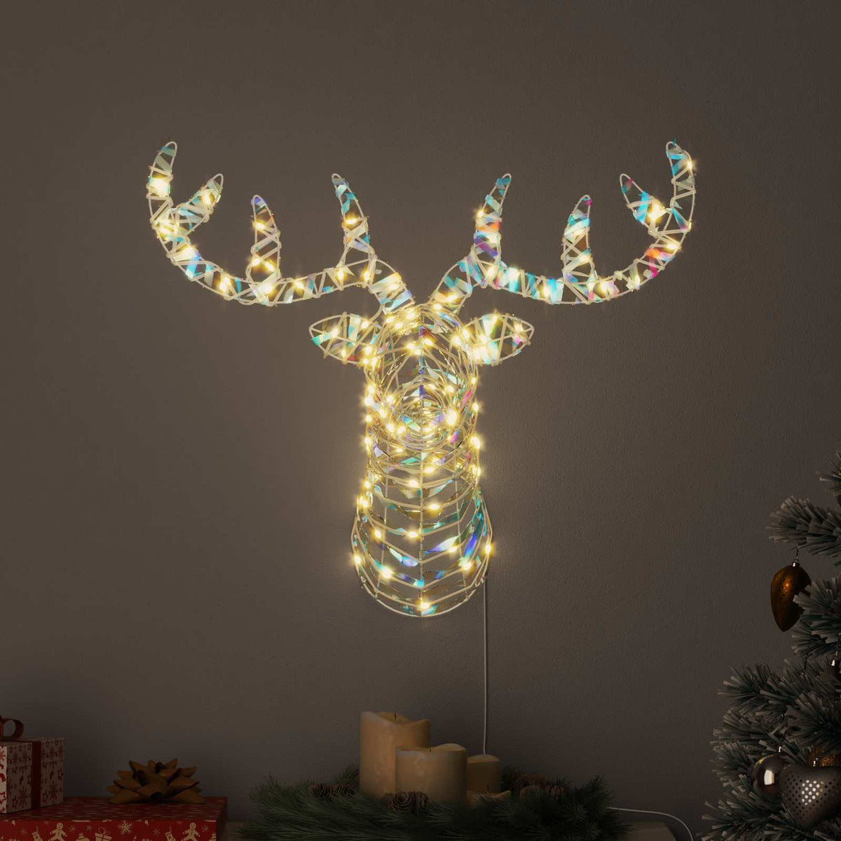 Ren Pull Släde 140 LED-lampor Varmvit 68 x 36.5 x 62.5 cm PET