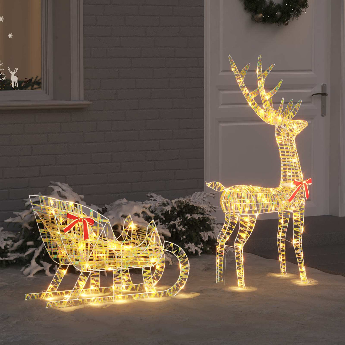 Ren Pull Släde 200 LED-lampor Varmvit 70 x 26 x 129 cm PET