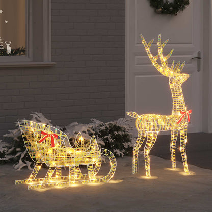 Ren Pull Släde 200 LED-lampor Varmvit 70 x 26 x 129 cm PET
