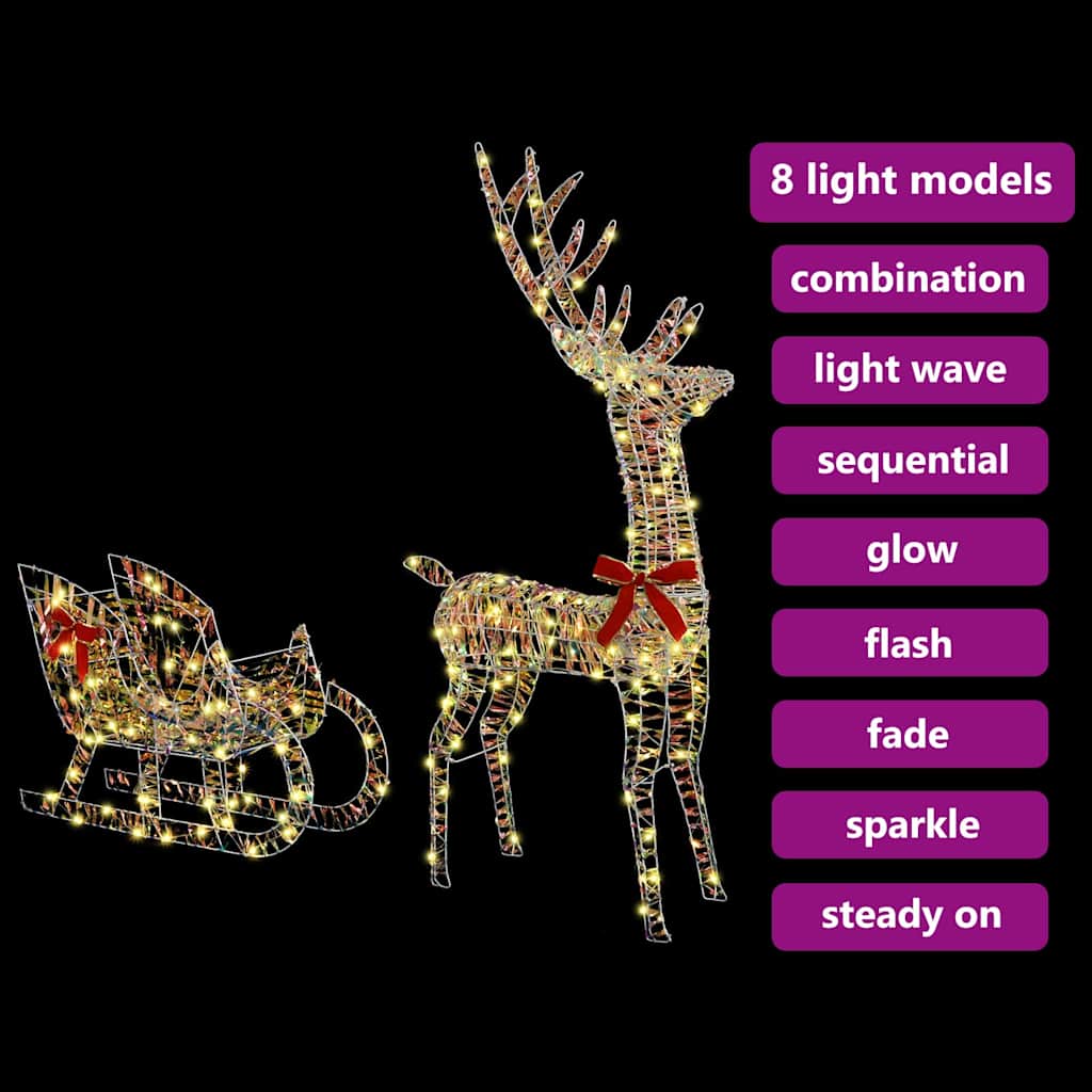 Ren Pull Släde 200 LED-lampor Varmvit 70 x 26 x 129 cm PET
