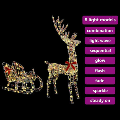 Ren Pull Släde 200 LED-lampor Varmvit 70 x 26 x 129 cm PET