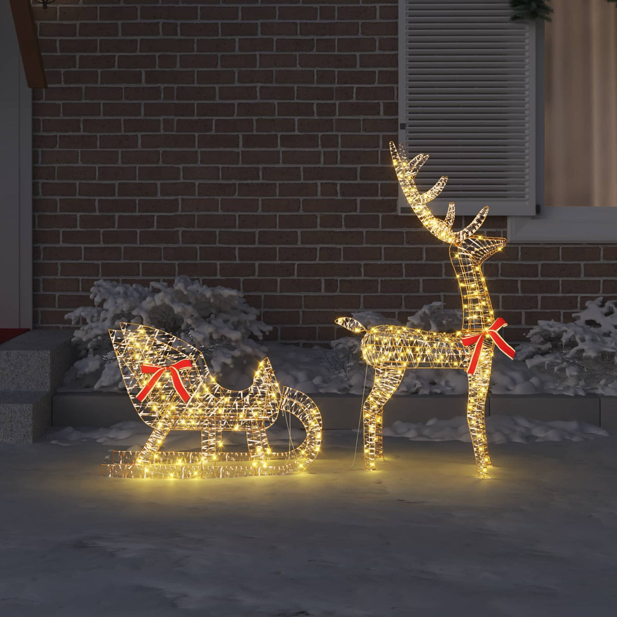 Ren Pull Släde 200 LED-lampor Varmvit 70 x 26 x 129 cm PET