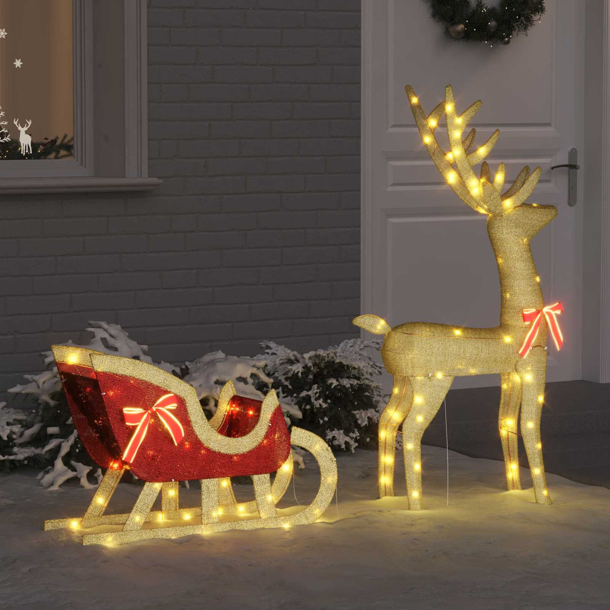 Ren Pull Släde 200 LED-lampor Varmvit 151 x 28 x 128.5 cm Tyg