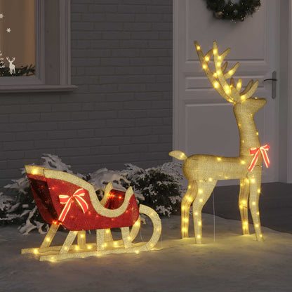 Ren Pull Släde 200 LED-lampor Varmvit 151 x 28 x 128.5 cm Tyg