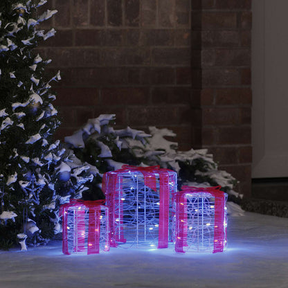 Dekor av Gåva Box 3 st 60 LED-lampor Blå 20 x 20 x 21 cm Akryl
