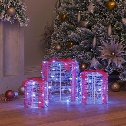 Dekor av Gåva Box 3 st 60 LED-lampor Blå 20 x 20 x 21 cm Akryl