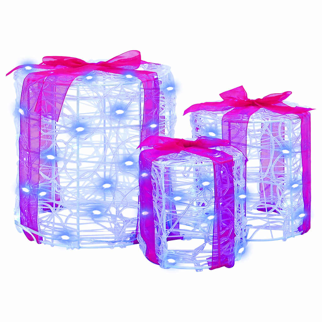 Dekor av Gåva Box 3 st 60 LED-lampor Blå 20 x 20 x 21 cm Akryl